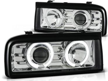 LED Angel Eyes Scheinwerfer für VW Corrado 88-95 chrom